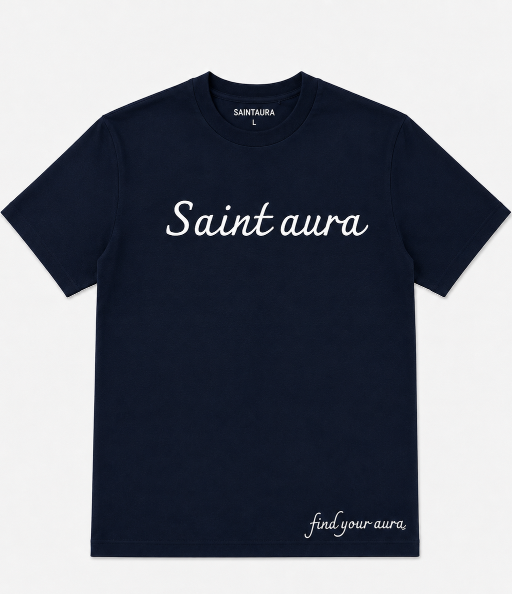 Saint Aura Script Oversized T-shirt - Navy