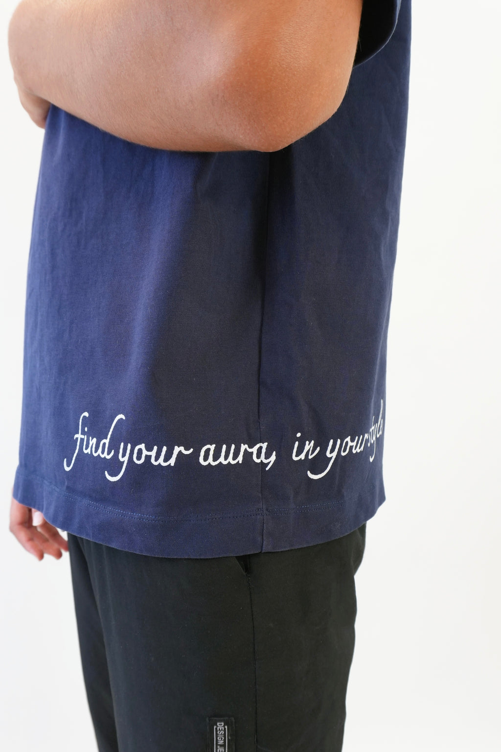 Saint Aura Script Oversized T-shirt - Navy