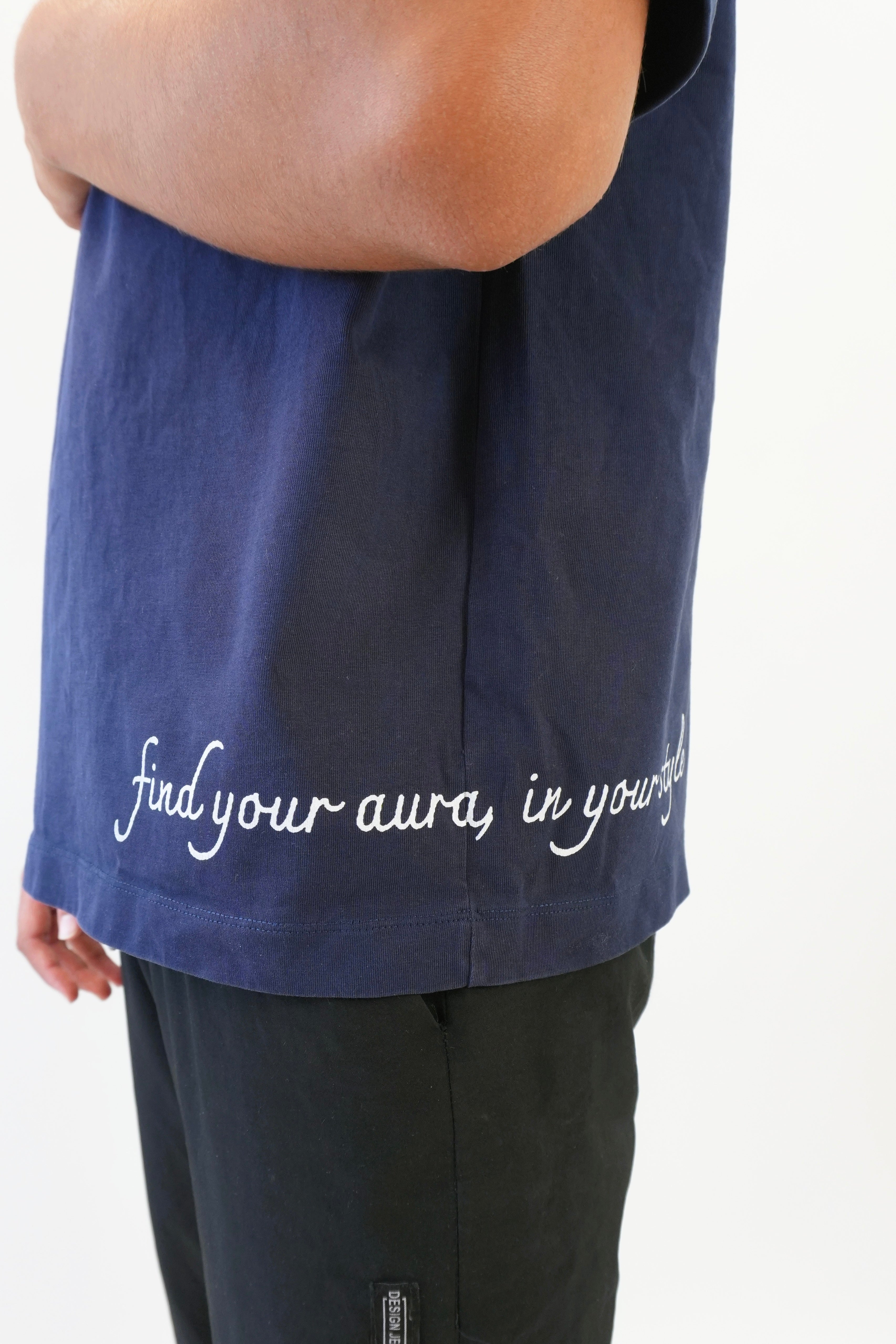 Saint Aura Script Oversized T-shirt - Navy